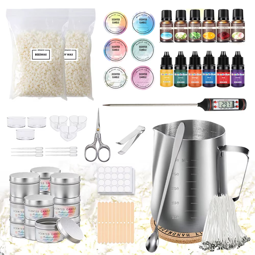 DIY Candle Kit Soy Wax Candle Making Supplies Handmade Aromatherapy Crafts Candle Making Tool Stainless Steel Wax Melting Pot