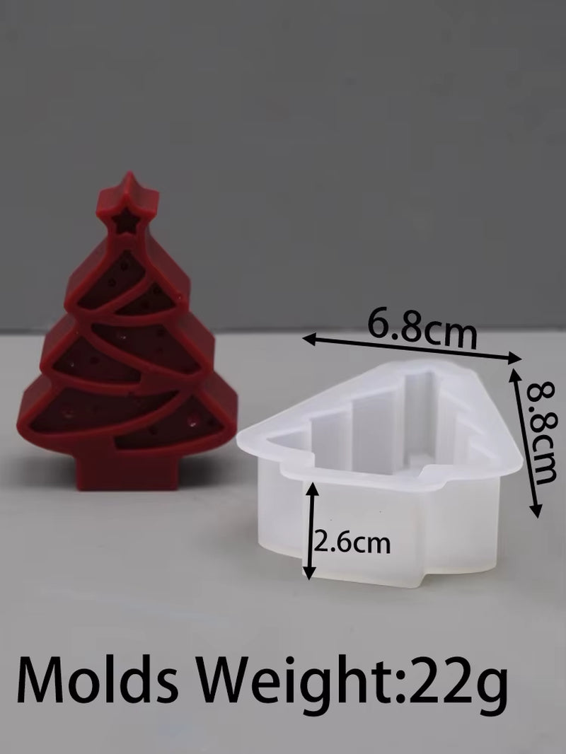 Christmas Tree Snowflake Silicone Candle Mold DIY Xmas Ornaments Making Soap Plaster Resin Casting Molds Home Decor Craft Gifts