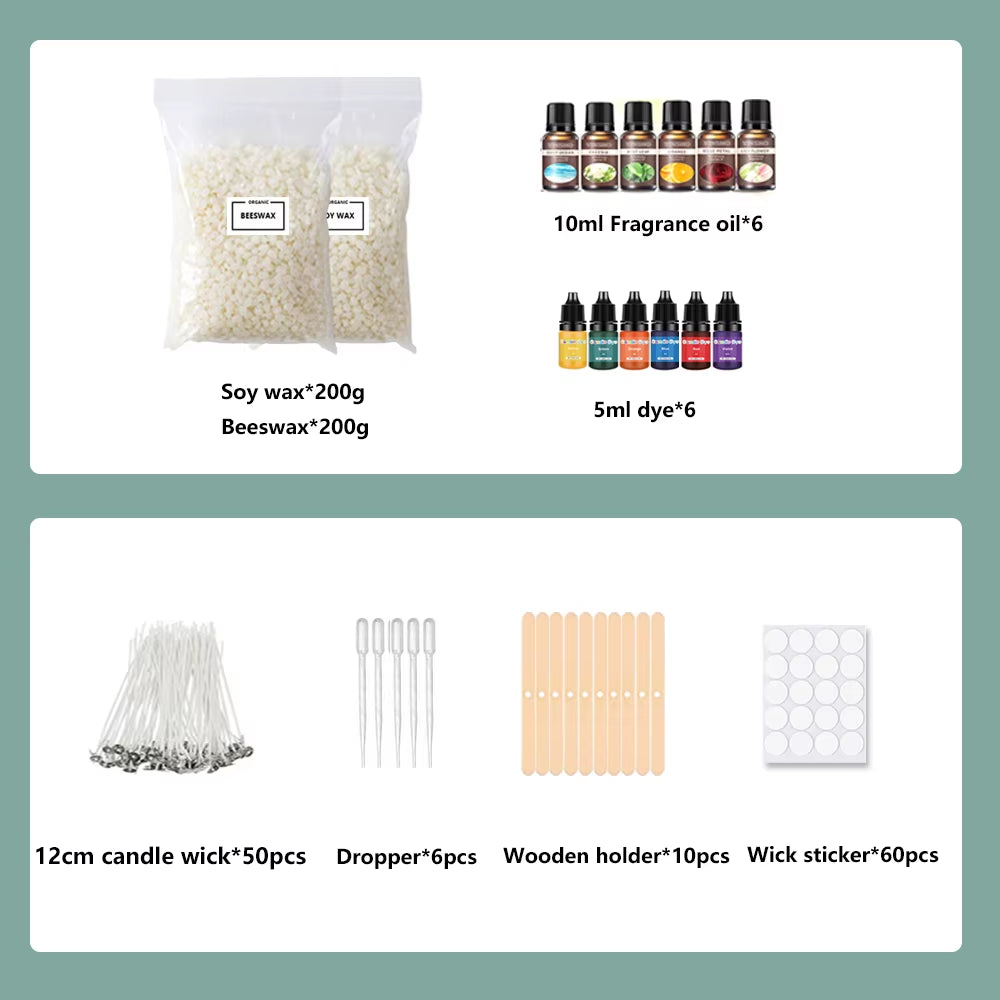 DIY Candle Kit Soy Wax Candle Making Supplies Handmade Aromatherapy Crafts Candle Making Tool Stainless Steel Wax Melting Pot