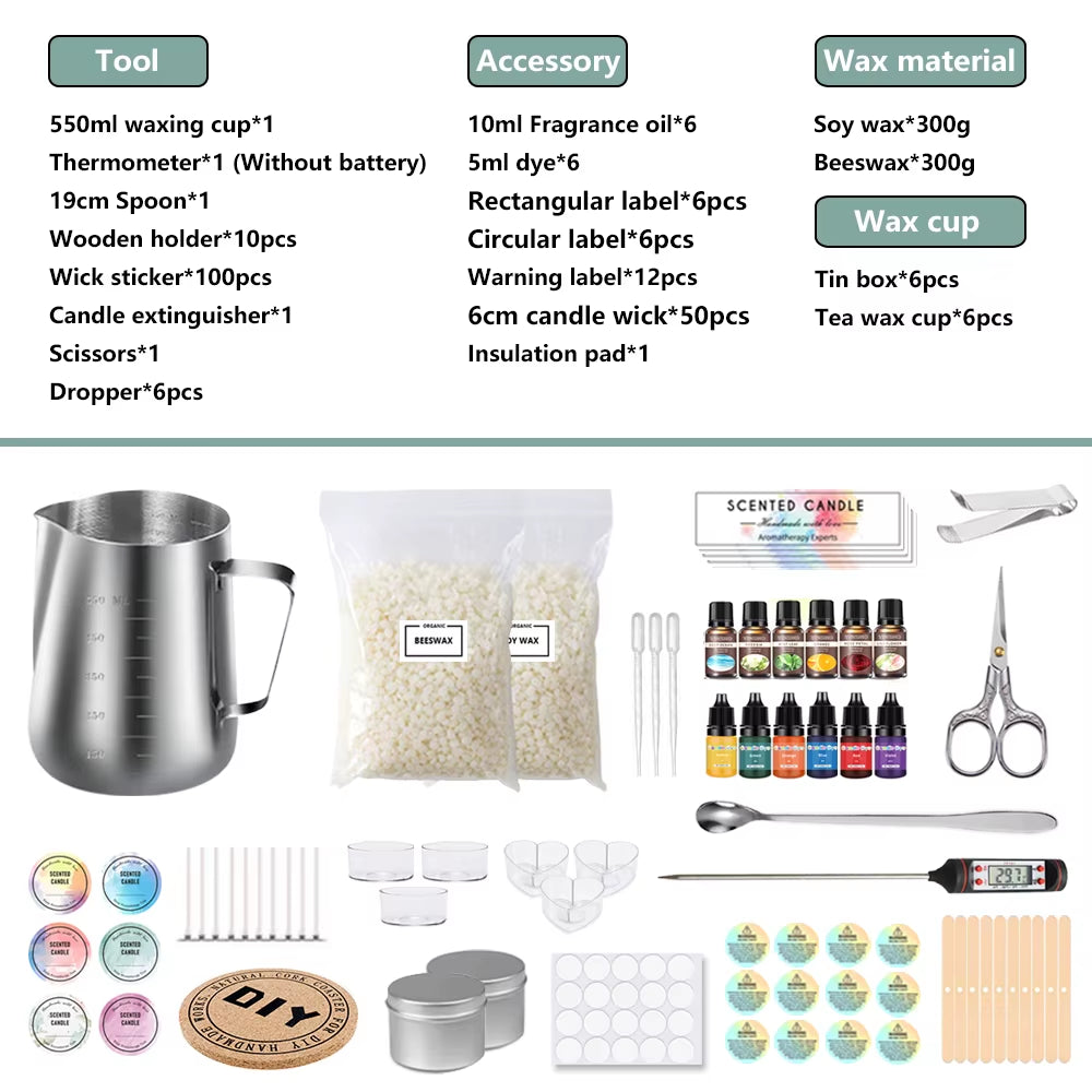 DIY Candle Kit Soy Wax Candle Making Supplies Handmade Aromatherapy Crafts Candle Making Tool Stainless Steel Wax Melting Pot