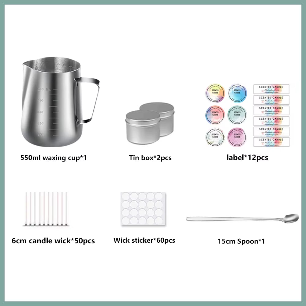 DIY Candle Kit Soy Wax Candle Making Supplies Handmade Aromatherapy Crafts Candle Making Tool Stainless Steel Wax Melting Pot