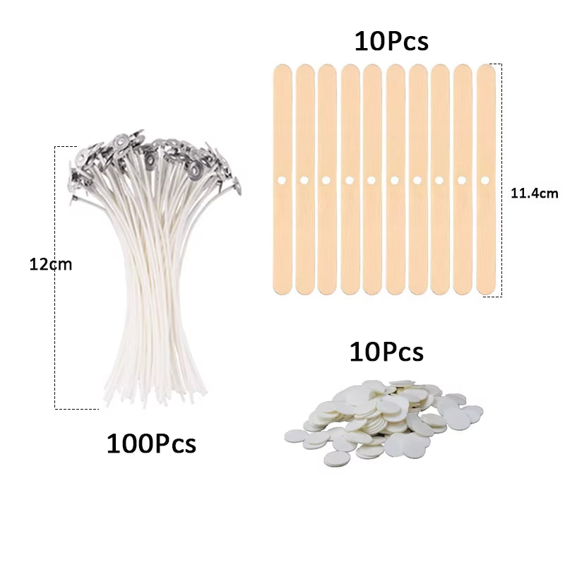 120Pcs Waxed Cotton Candle Wicks with Stand Original Smokeless Candle Wick for DIY Candle Silicone Mold Candle Making Supplies