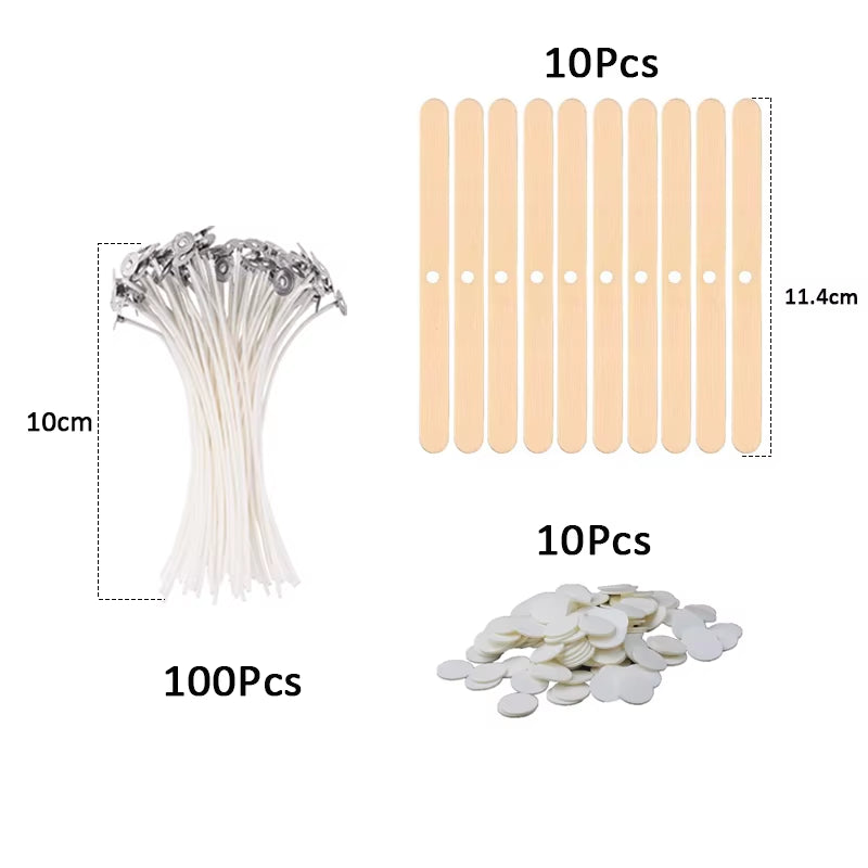 120Pcs Waxed Cotton Candle Wicks with Stand Original Smokeless Candle Wick for DIY Candle Silicone Mold Candle Making Supplies