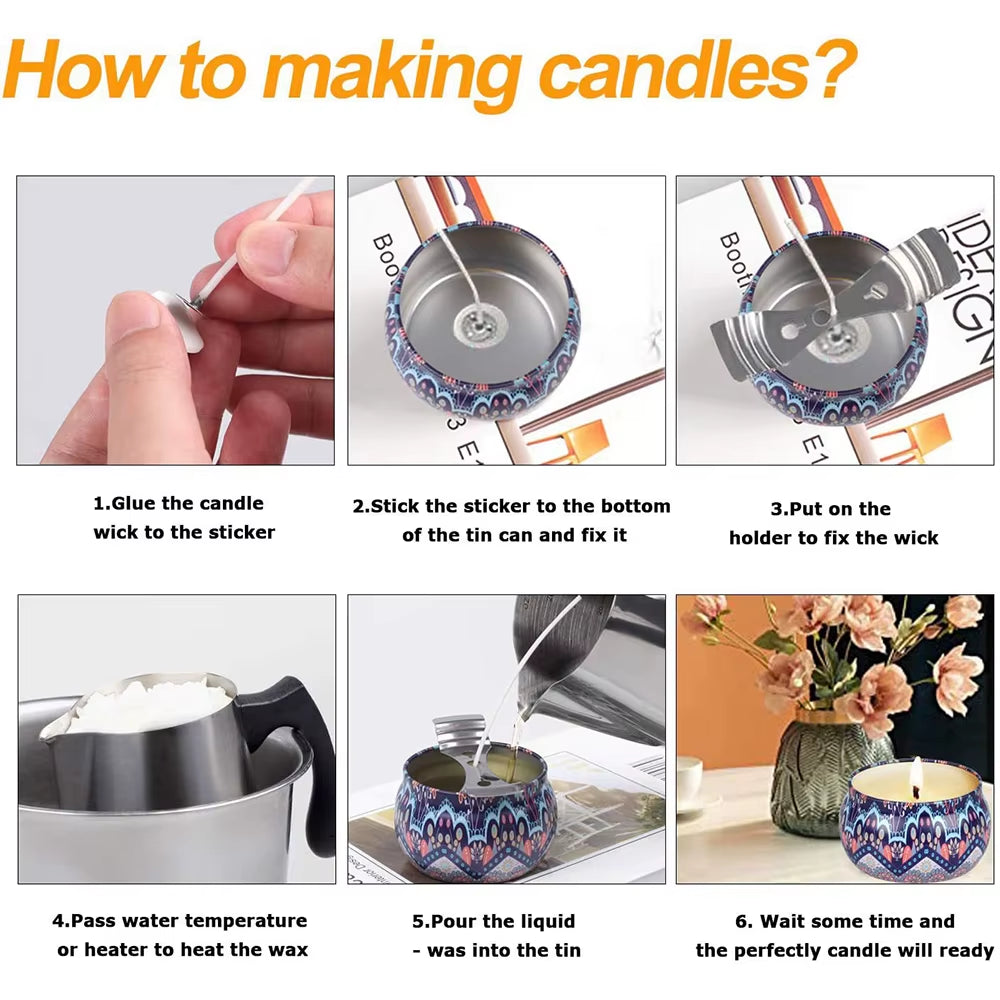 DIY Candle Kit Soy Wax Candle Making Supplies Handmade Aromatherapy Crafts Candle Making Tool Stainless Steel Wax Melting Pot