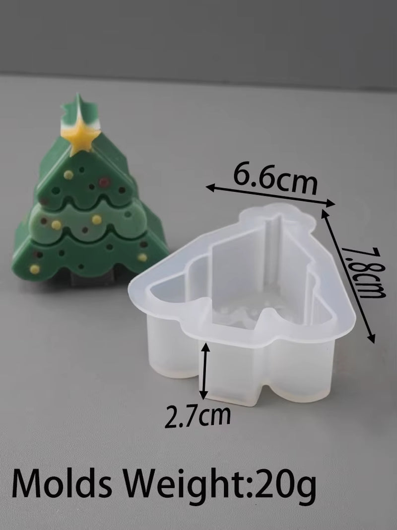 Christmas Tree Snowflake Silicone Candle Mold DIY Xmas Ornaments Making Soap Plaster Resin Casting Molds Home Decor Craft Gifts