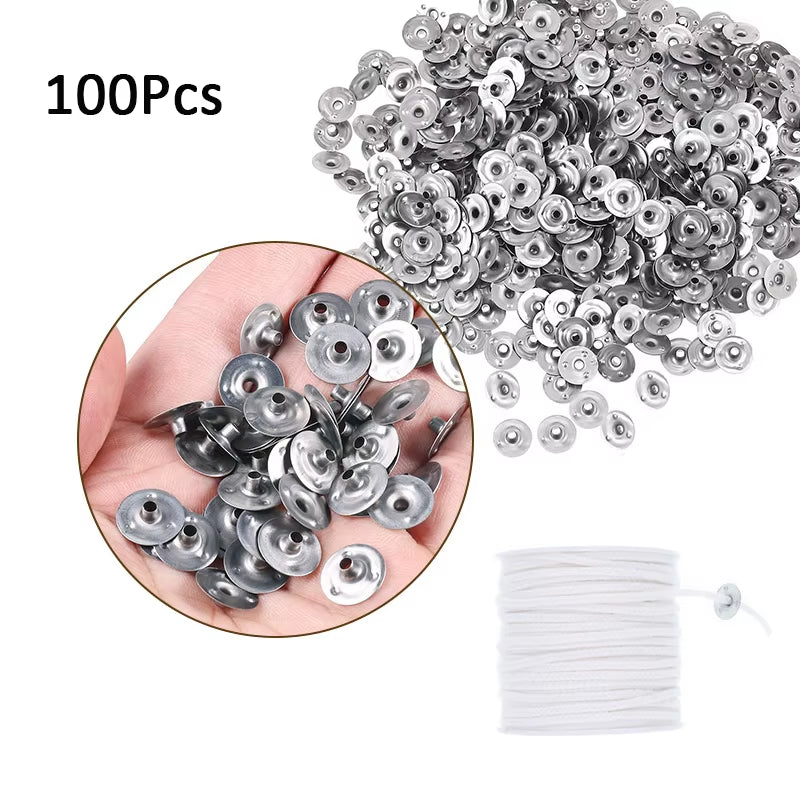 120Pcs Waxed Cotton Candle Wicks with Stand Original Smokeless Candle Wick for DIY Candle Silicone Mold Candle Making Supplies