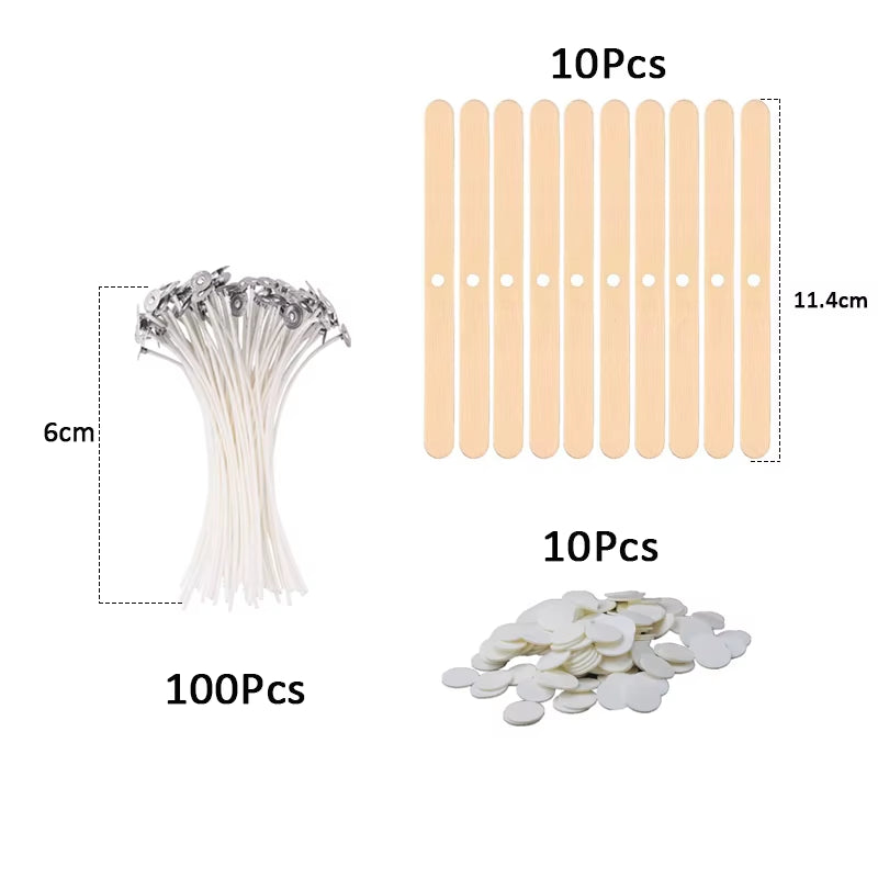 120Pcs Waxed Cotton Candle Wicks with Stand Original Smokeless Candle Wick for DIY Candle Silicone Mold Candle Making Supplies