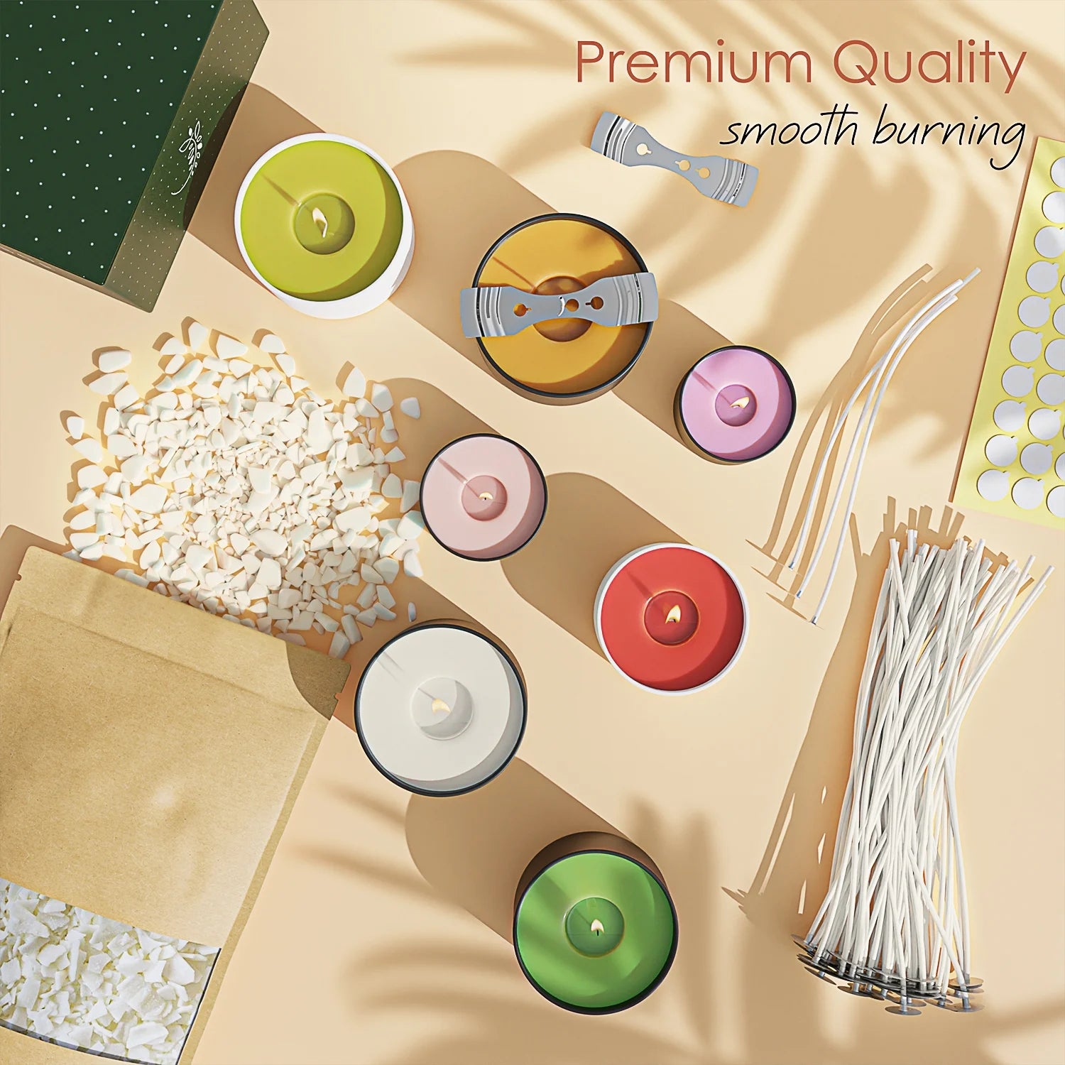 Natural Soy Candle Wax for Candle Making with DIY Candle Making Supplies, 10 Lbs Soy Wax Flakes with Accessories