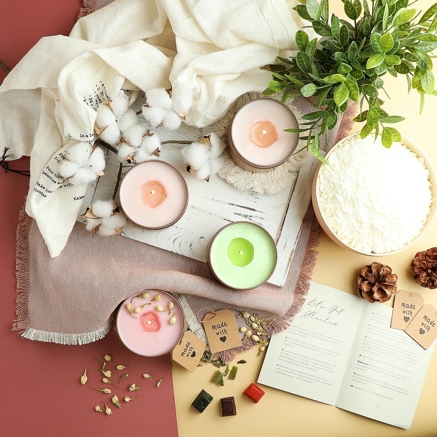 Natural Soy Candle Wax for Candle Making with DIY Candle Making Supplies, 10 Lbs Soy Wax Flakes with Accessories